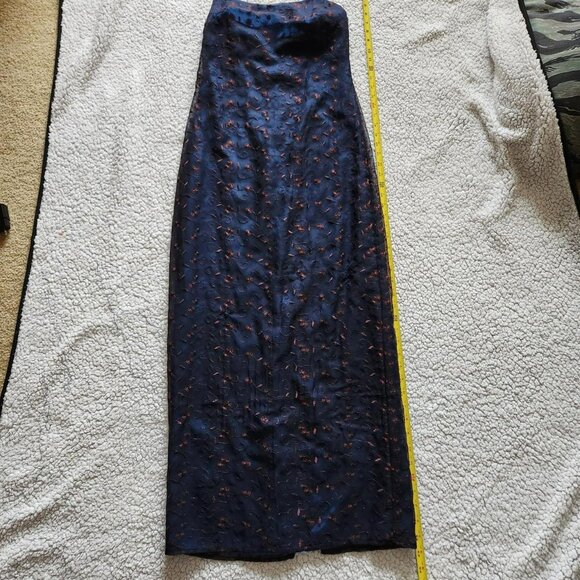 Rampage y2k dress Sz 5 navy with brown flower embroidery special occasion - Picture 6 of 8